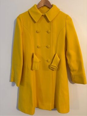 Vintage 60’s/70’s Bonwit Teller Rainbow Coat Golden Yellow Mod Belted Pea Coat
